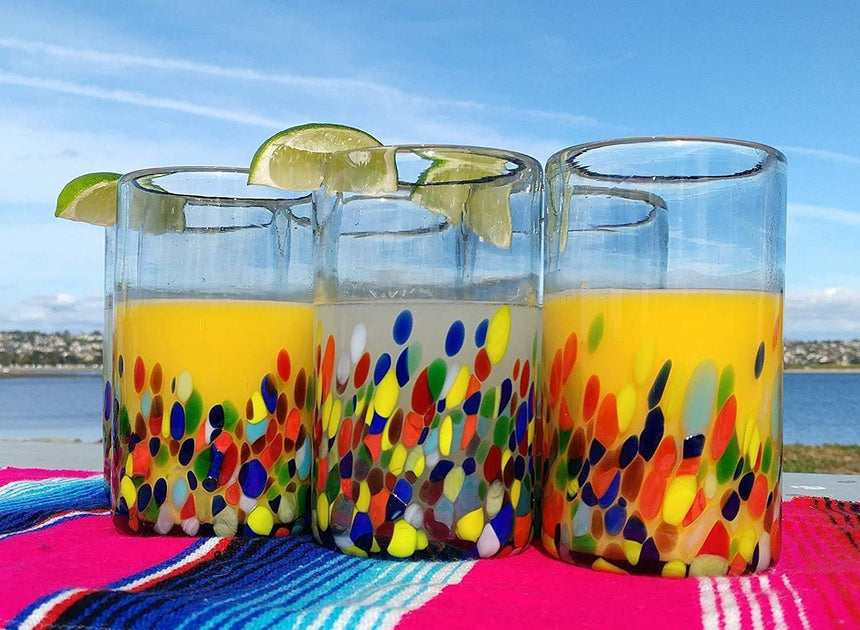 Confetti Carmen Design Drinking Glasses - Set of 6 (14 oz each) – Dos Sueños