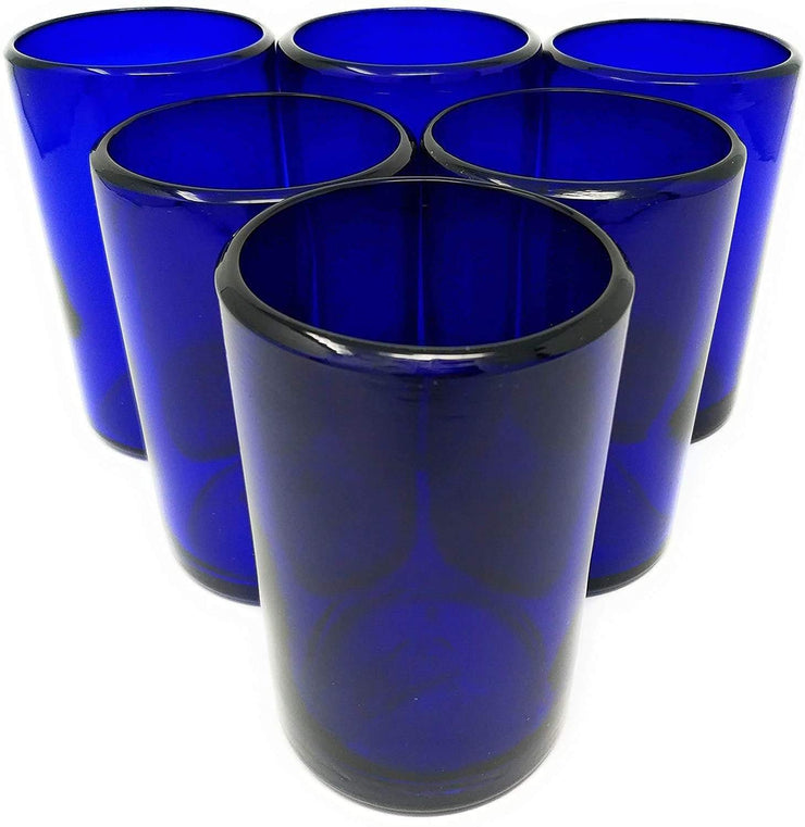 Pure Cobalt Water Glasses - Set of 6 (14 oz each)