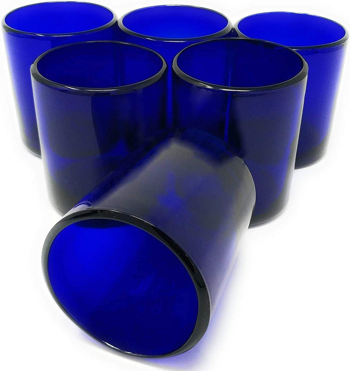 Pure Cobalt Tumbler Glasses - Set of 6 (10 oz each)