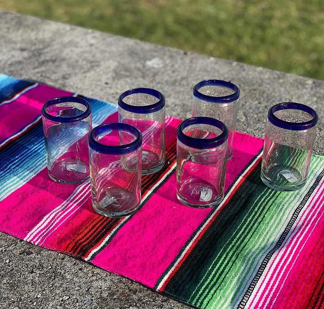 Saftgläser mit Kobaltblauem Rand – 6er-Set (je 227 ml)