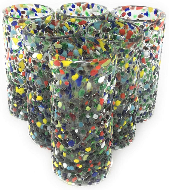 Confetti Rock Tequila Shot Glasses - Set of 6 (2 oz each)