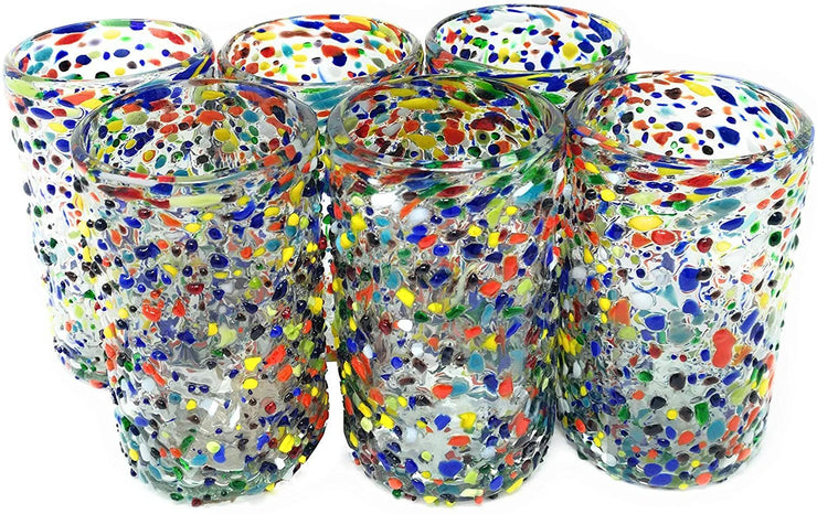 Confetti Rock Design Drinking Glasses - Set of 6 (14 oz each)