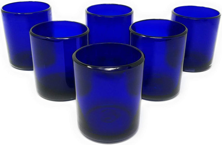 Pure Cobalt Tumbler Glasses - Set of 6 (10 oz each)