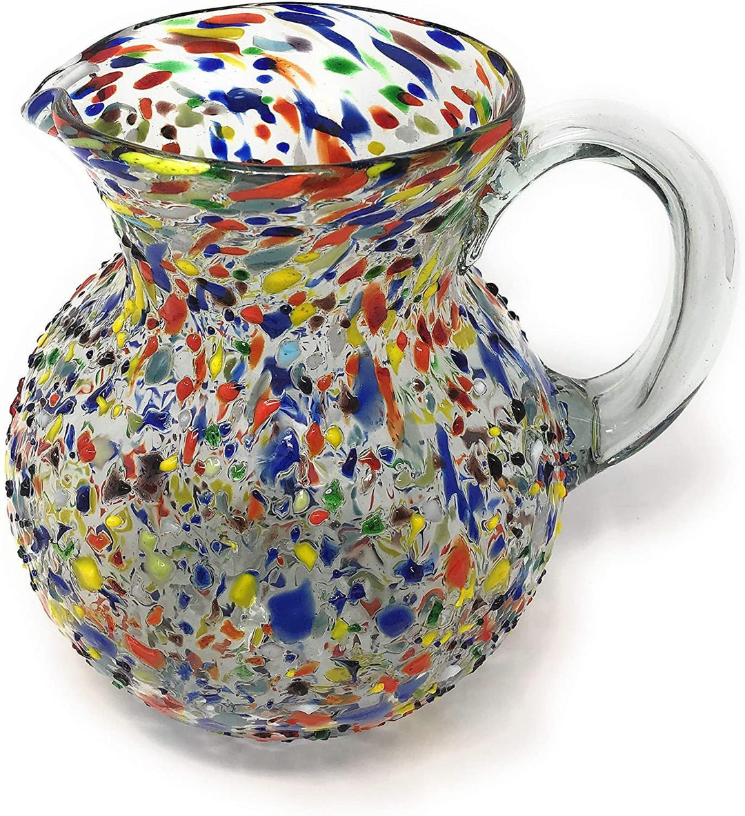 Mexican Hand Blown Glass Pitcher – Confetti Rock Design (84 oz) - Dos Sueños