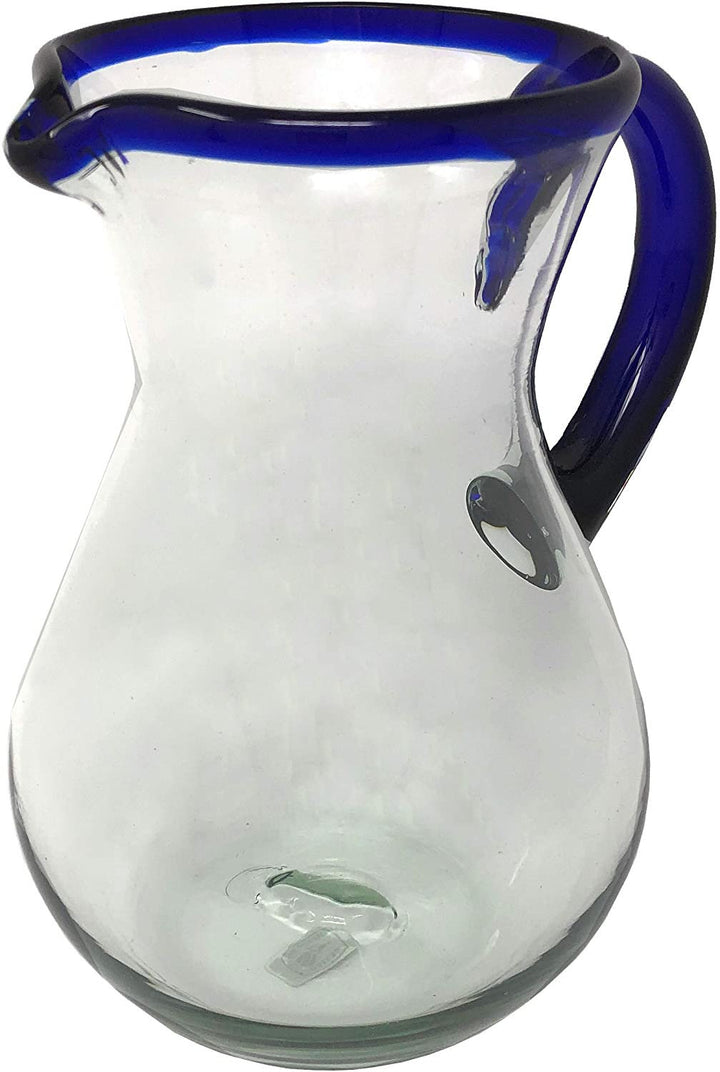 Kobaltblauer Glaskrug mit Rand und Griff – Saft, Margaritas, Wasser, Limonade (84 oz)