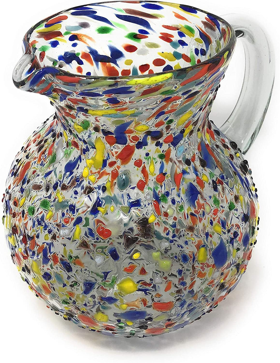 Mexican Hand Blown Glass Pitcher – Confetti Rock Design (84 oz) - Dos Sueños