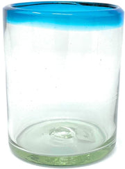 Aqua Rim Tumbler Glasses - Set of 6 (10 oz each)