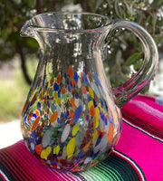Confetti Carmen Design Glass Pitcher - Juice, Margaritas, Water, Lemonade (84 oz)