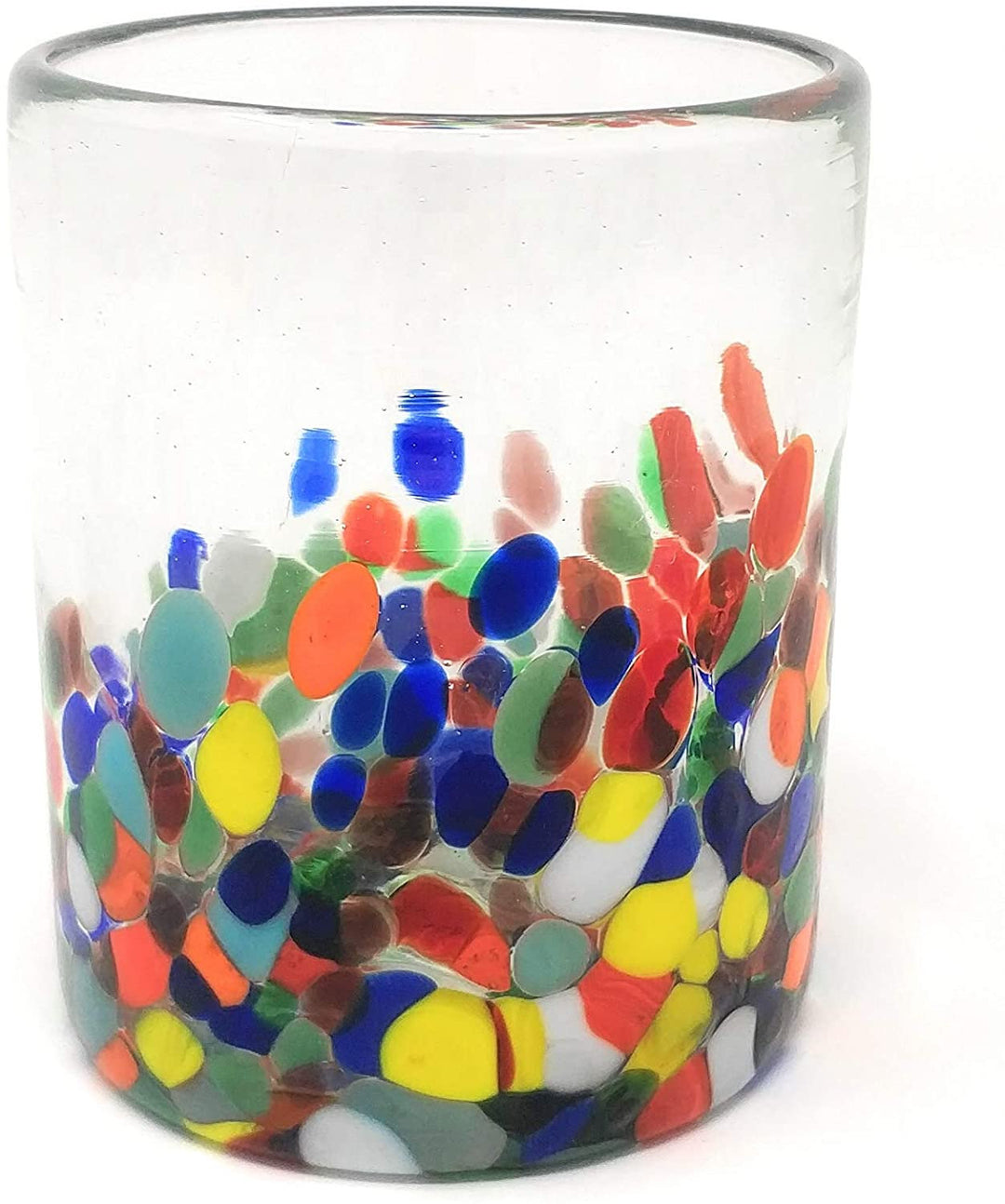 Hand Blown Mexican Drinking Glasses – Set of 6 Confetti Carmen Tumbler Glasses (10 oz each) - Dos Sueños