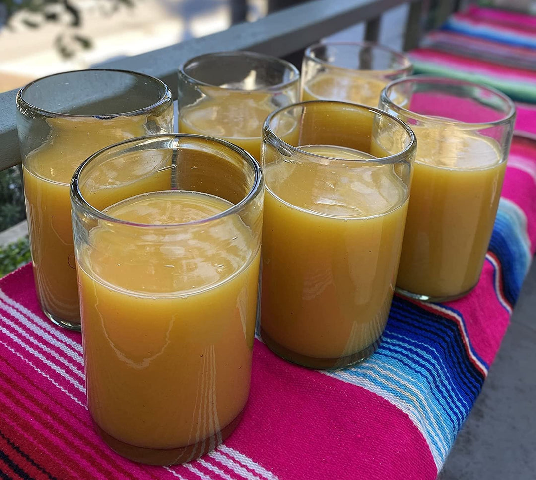 Mundgeblasene mexikanische Trinkgläser – Set mit 6 naturklaren Gläsern (je 14 oz)