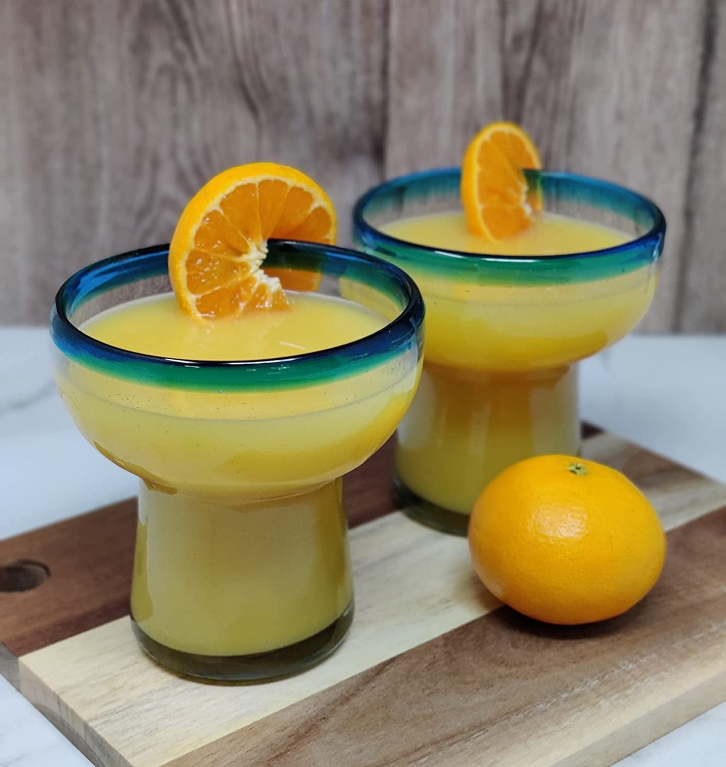 Dos Sueños Mexican Hand Blown Glass Set of 4 Hand Blown Stemless Aqu