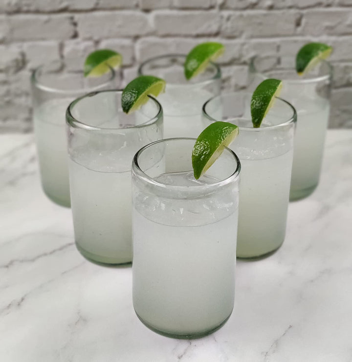 Mundgeblasene mexikanische Trinkgläser – Set mit 6 naturklaren Gläsern (je 14 oz)