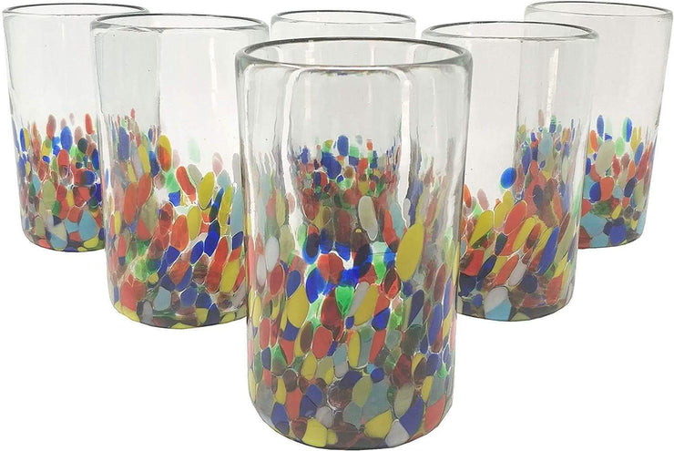 Confetti Carmen Design Drinking Glasses - Set of 6 (14 oz each)