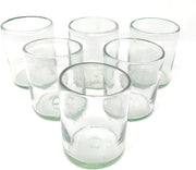 Hand Blown Mexican Drinking Glasses – Set of 6 Natural Clear Tumbler Glasses (10 oz each)