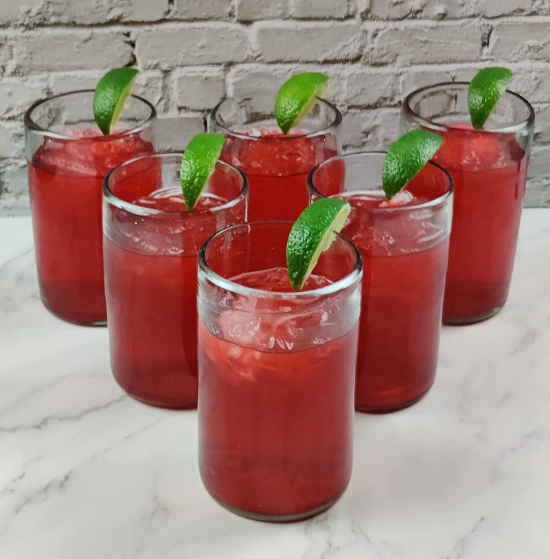 Mundgeblasene mexikanische Trinkgläser – Set mit 6 naturklaren Gläsern (je 14 oz)