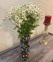 Mexican Hand Blown Glass Vase (11.5" x 4") – Confetti Carmen Colorful Flower Vase